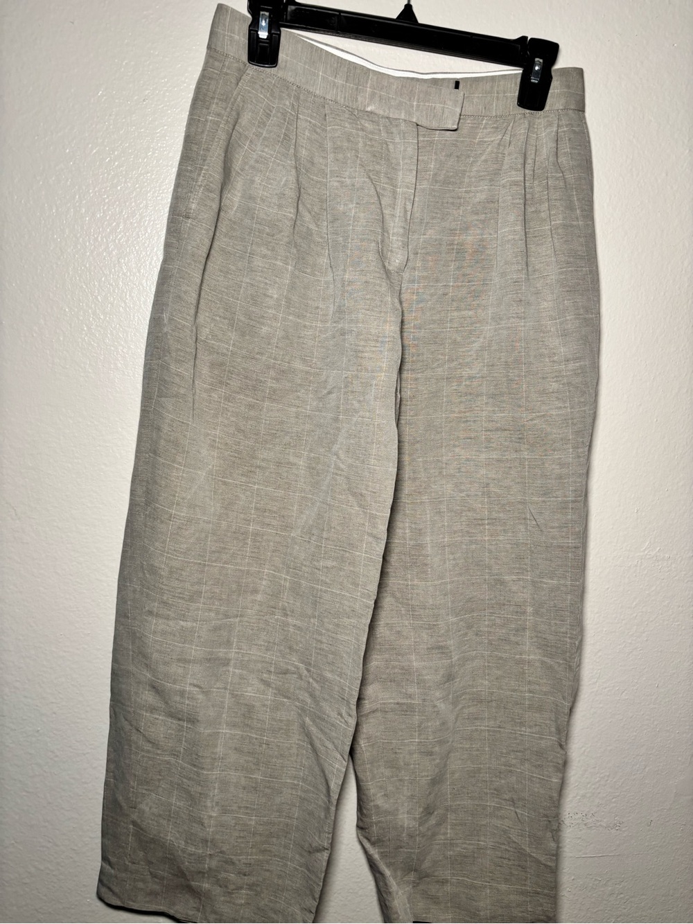 Massimo Dutti Linen Blend Pleated Trousers in Light Taupe